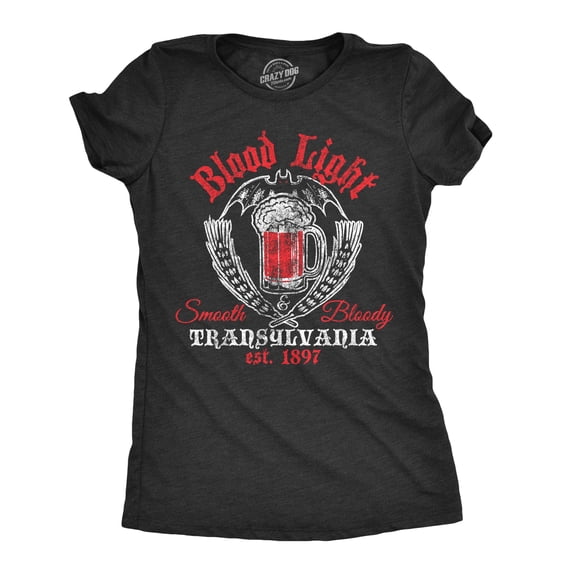 Womens Blood Light T Shirt Funny Beer Parody Vampire Halloween Tee for Ladies Womens Graphic Tees