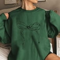 thumbnail image 1 of Womens Blouse Long Sleeve Bow Tie Round Neck Sweatshirts Printing T-Shirt Green S, 1 of 4