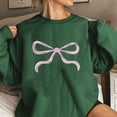thumbnail image 1 of Womens Blouse Long Sleeve Bow Tie Round Neck T-Shirt Printing Hoodless Sweatshirts Green S, 1 of 4