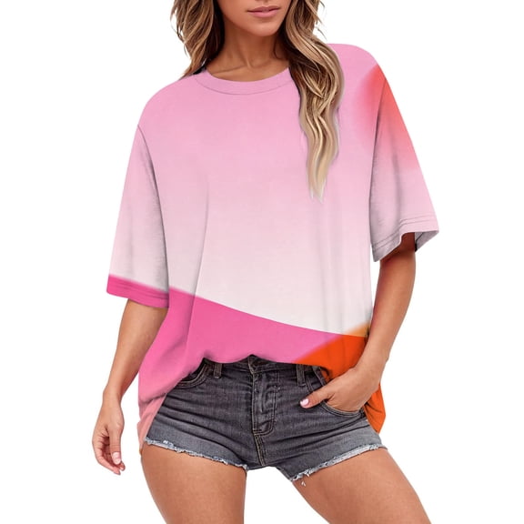 Womens Blouse Flower Printed Oversized Short Sleeve Beach Vacation Trendy Tops