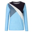 thumbnail image 1 of Womens Blouse Round-Neck Stitching Contrast Color Long Sleeve T-Shirt, 1 of 6