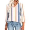 thumbnail image 1 of Womens Blouse Ruffle 3/4 Sleeve Blouses for Women V Neck Cooton Tunic Tops Double Layers Mesh Shirts Khaki S, 1 of 7