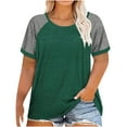thumbnail image 1 of Womens Blouse Short Sleeve Oversized Top Summer Casual Color Block Loose Dressy Shirts Women Clothing, 1 of 7