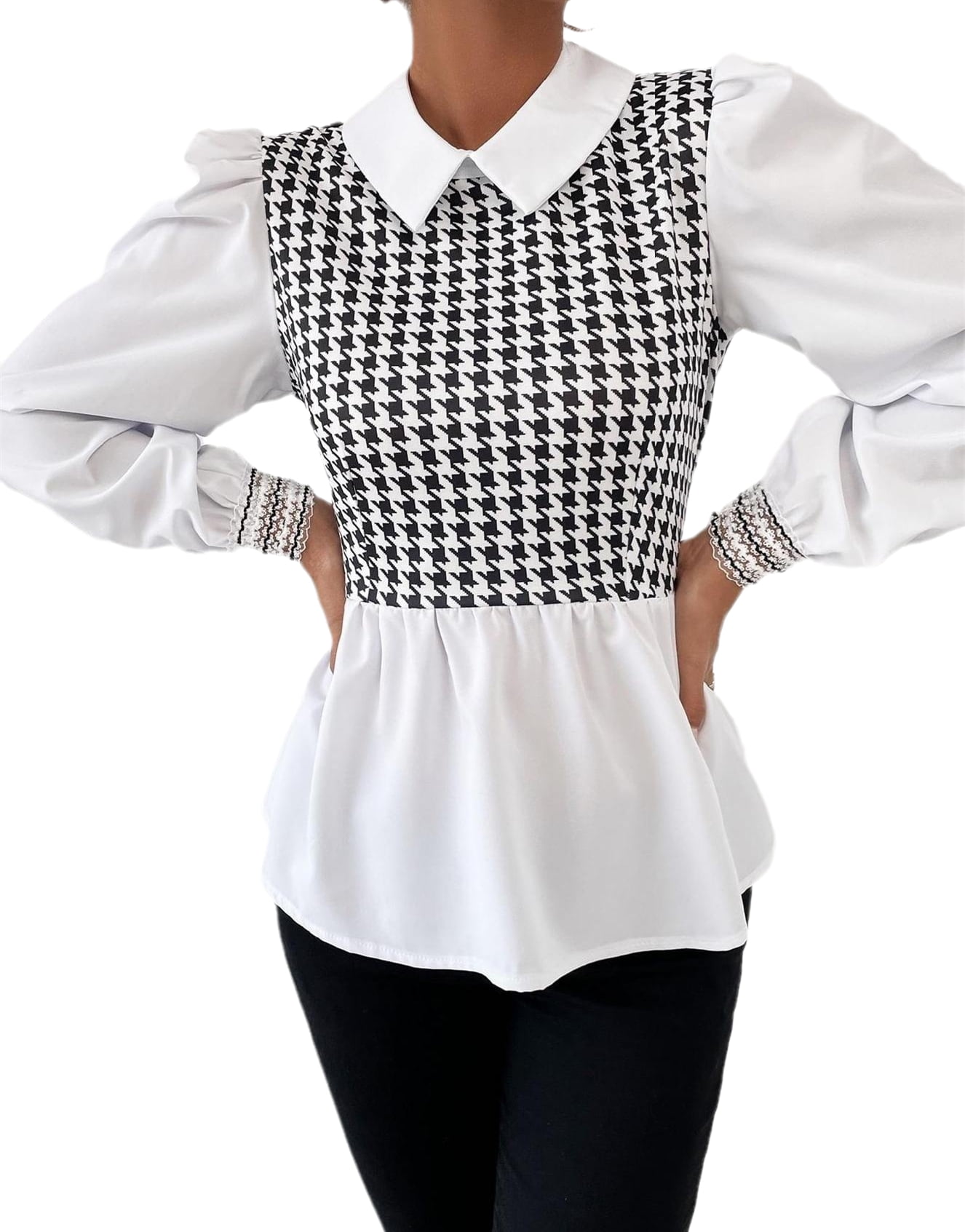 Houndstooth peplum sale top