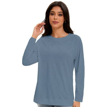 Womens Blouse Tops Loose Crew Neck Long Sleeve Casual T-Shirts
