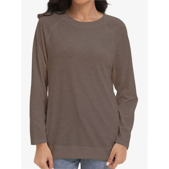 Womens Blouse Tops Loose Crew Neck Long Sleeve Casual T-Shirts