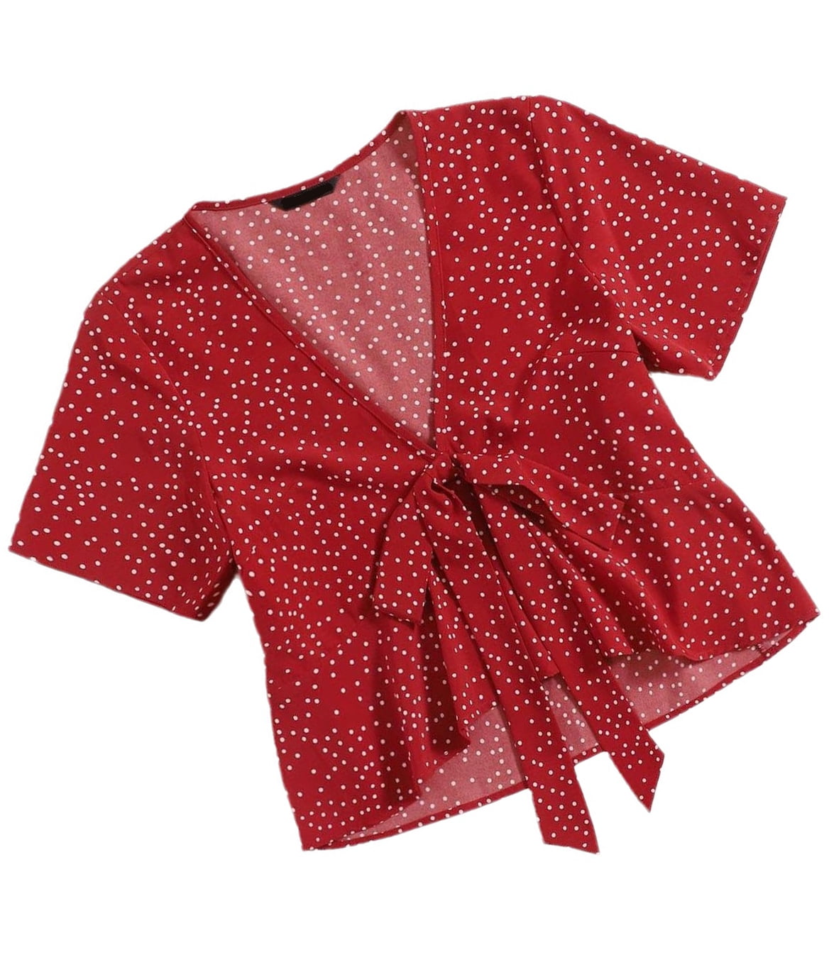 Red polka dot tie front top on sale