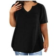 thumbnail image 1 of Womens Blouse V Neck Solid Color 3/4 Sleeve Oversized T Shirt Summer Tops for Women Dark, 1 of 6