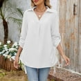 thumbnail image 1 of Womens Blouses 3/4 Sleeve V Neck Shirts Dressy Summer Casual Solid Color Tops For Business Work Wear Womens Shirts Long Sleeve Womens Top Athletic Long Sleeve Shirt Women Fitted 2 T Polyester Long, 1 of 7