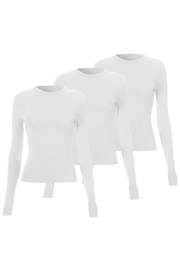 Womens Blouses 3 Pieces Basic Long Sleeve Top Slim Baby Tee Round Neck Dupe Crop Layering Slim Top Blouse Aesthetic Streetwear Long Sleeve Shirts For Women
