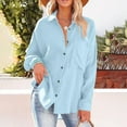 thumbnail image 1 of Womens Blouses Autumn Winter Solid Color Lapel Long Sleeve Loose Casual Tops Sportwear, 1 of 9