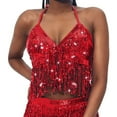 thumbnail image 1 of Womens Blouses Bra Shirts Women Blank Workout Tops Women Top Buttons Top Set Candy Corn Women's Belly Dance Sequin Bra Tassel Clothing Tops Red One Size, 1 of 8