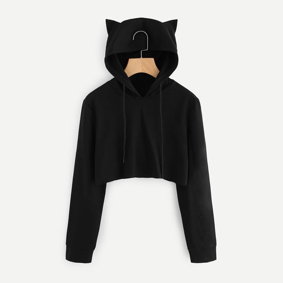 Womens Blouses Cat Tops Hooded Hoodie Sweatshirt Long Ear Sleeve Pullover Blouse Blouse Tunics Trendy Clothing