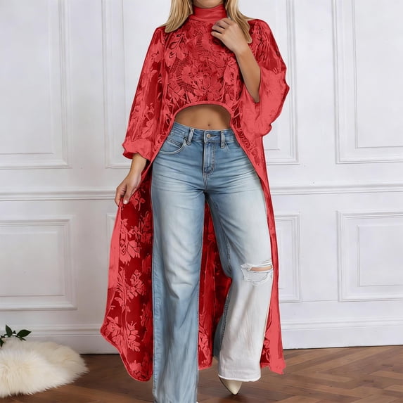 Womens Blouses Crewneck Long Sleeve Solid Color Basic Y2K T-Shirts Casual Summer Spring Lace Tops