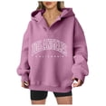 thumbnail image 1 of Womens Blouses Dressy Casual Winter Fall Oversized Hooded Long Sleeve Bell One Shoulder Hoody Graphic Leisure Cotton Hoodie Sweatshirt(Pink,XXL), 1 of 4