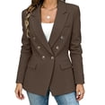 thumbnail image 1 of Womens Blouses Dressy Casual Womens Casual Blazer Open Front Long Sleeve Turndown Collar Solid Button Work Office Blazer Tops Coffee L, 1 of 7
