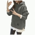 thumbnail image 1 of Womens Blouses Dressy Winter Fall Loose Fit Hooded Long Sleeve Bubble Off the Shoulder Hoody Solid Color Hoodie Sweatshirts Hoodies Women Warm Top Pocket Irregular Sweatshirt Loose Print Pullover, 1 of 5