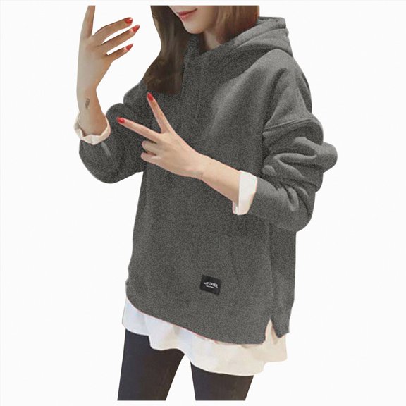 Womens Blouses Dressy Winter Fall Loose Fit Hooded Long Sleeve Bubble Off the Shoulder Hoody Solid Color Hoodie Sweatshirts Hoodies Women Warm Top Pocket Irregular Sweatshirt Loose Print Pullover