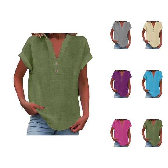 Womens Blouses – Elegant Button Down Blouse for Summer Casual Tops or Business Office Daily Wear Women's Summer Tank Loose Fit Pleated V Neck Sleeveless Top Curved Hem Flowy
