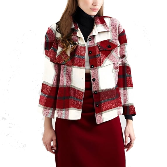 Womens Blouses Flannel Oversized Pocket Checkered Long Sleeve Womens Shirts Tank,Red,XL