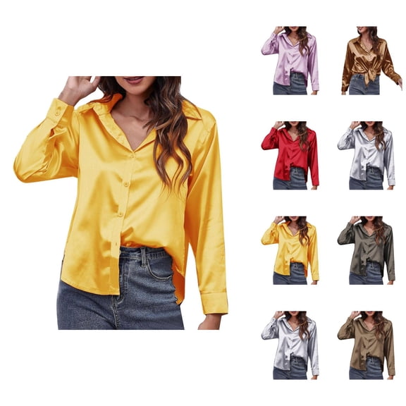 Womens Blouses Lace – Romantische Spitze Bluse Langarm Elegant Tops für Evening und Business Casual Loose Buttons Down Blouse Solid Long Sleeve Shirt