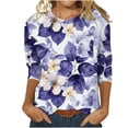 thumbnail image 1 of Womens Blouses Long Sleeve Fashion Woman Casual Round Neck Printing Blouse 3/4 Sleeve T-Shirt Summer Tops, 1 of 5