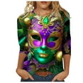 thumbnail image 1 of Womens Blouses Long Sleeve Women 3/4 Sleeves Casual Shirts Pullover Loose Tunic Tops Print Blouse, 1 of 5