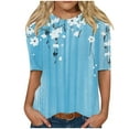 thumbnail image 1 of Womens Blouses Long Sleeve Clearance Women Half Sleeves Casual Shirts Pullover Loose Tunic Tops Print Blouse, 1 of 5