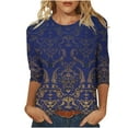 thumbnail image 1 of Womens Blouses Long Sleeve Clearance Women's Fashion Printed T-Shirt 3/4 Sleeves Blouse Round Neck Casual Tops, 1 of 5