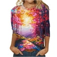 thumbnail image 1 of Womens Blouses Long Sleeve Women's Fashion Printed T-Shirt 3/4 Sleeves Blouse Round Neck Casual Tops, 1 of 5