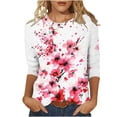 thumbnail image 1 of Womens Blouses Long Sleeve Women's Fashion Printed T-Shirt 3/4 Sleeves Blouse Round Neck Casual Tops, 1 of 4