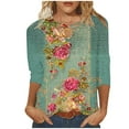 thumbnail image 1 of Womens Blouses Long Sleeve Clearance Women's Fashion and Casual V-neck 3/4 Sleeve Top Long Sleeved V-neck Top/Shirt, 1 of 5