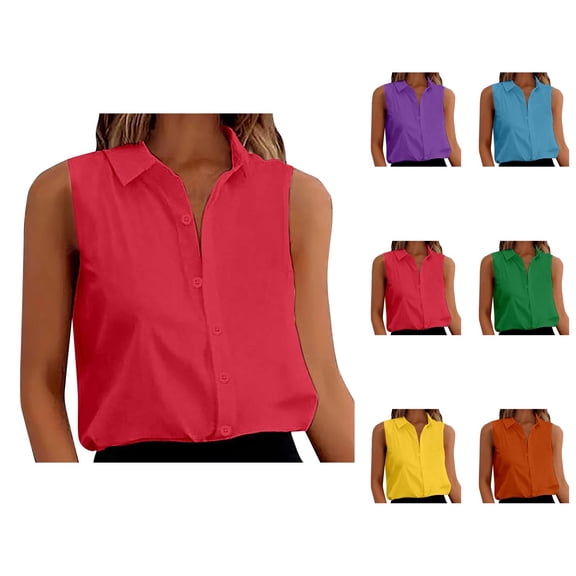 Womens Blouses – Long Sleeve Fitted Blouse Cotton Casual Tops Business Shirts for Women’s Professional Looks Women's Sleeveless Button Down Shirts Blouses Solid Casual Loose V Neck Tank Tops For Work