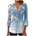 thumbnail image 1 of Womens Blouses Long Sleeve Shirt Women Casual Fashion Solid Color Button T-Shirt Long Sleeves One Shoulder Top Blouse Tops Blue-17 XXL, 1 of 5