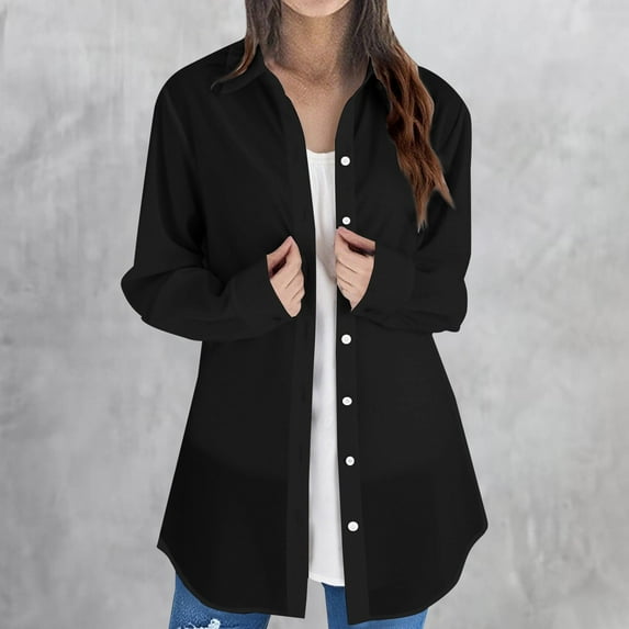 Womens Blouses Long Sleeve Solid Color Tops Plus Size Shirts Blouses Tops Going Out Tops for Women