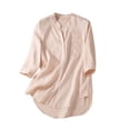 thumbnail image 1 of Womens Blouses Loose Button Solid Color Long Sleeve Casual Cotton Linen Smock Activewear, 1 of 5