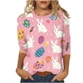thumbnail image 1 of Womens Blouses Plus Size,2026 Easter Shirts for Women Funny Bunny Egg Graphic Tees Cute Festival Outfits 3/4 Sleeve Tops Cotton T-Shirt Gifts, 1 of 5