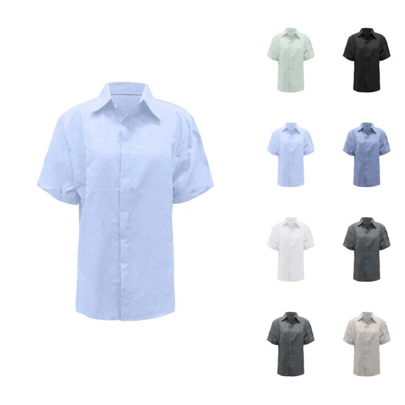 Womens Blouses – Plus Size Chiffon Tops with Puff Sleeve Business Casual Blouses for Work or Evening Wear Women's Linen Shirt Short Sleeved Casual Button Down Shirt Summer Beach Wedding Vacation Top