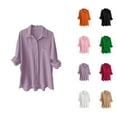 thumbnail image 1 of Womens Blouses – Plus Size Chiffon Tops with Puff Sleeve Business Casual Blouses for Work or Evening Wear Womens Loose Buttons Down Pocket Blouse Tops Solid Casual Long Sleeve Shirt Blouse, 1 of 4