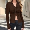 thumbnail image 1 of Womens Blouses Solid Color Button Down Work Shirts Long Sleeve Dressy Casual Collared Tops, 1 of 6
