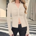 thumbnail image 1 of Womens Blouses Solid Color Button Down Work Shirts Long Sleeve Dressy Casual Collared Tops, 1 of 7