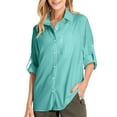 thumbnail image 1 of Womens Blouses Summer Solid Color Lapel Long Sleeve Loose Casual Fashion Smock Tops Outwear, 1 of 5