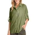 thumbnail image 1 of Womens Blouses Summer Solid Color Lapel Long Sleeve Loose Casual Fashion Smock Tops Workwear, 1 of 5
