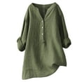 thumbnail image 1 of Womens Blouses Summer Solid Color Stank Button Long Sleeve Loose Casual Smock Tops Outwear, 1 of 3