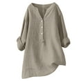 thumbnail image 1 of Womens Blouses Summer Solid Color Stank Long Sleeve Button Loose Smock Tops Office Lady, 1 of 7