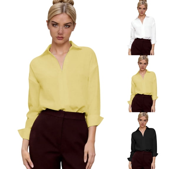Womens Blouses Spring Tops Jumpsuit Long Sleeve Shirt Turn Down Collar Solid Color Elegant Comfort Fit Casual Bodysuits