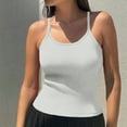 thumbnail image 1 of Womens Blouses Summer Women's Ribbed Round Neck Vest Basic Style Solid Color Slim Fit Elastic Top Going Out Tops for Women, 1 of 6