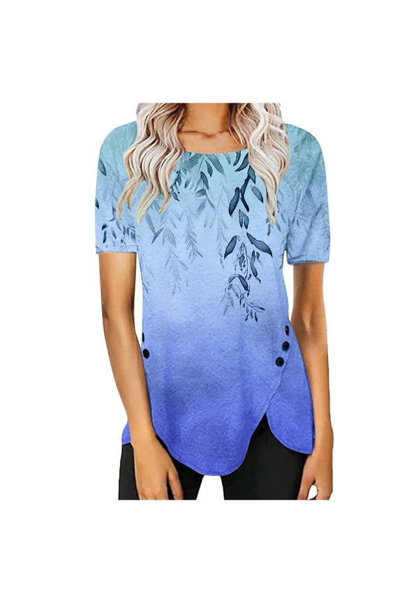 Womens Blouses And Tops Casual Short Sleeve Summer Clothes for Mature Women 2025 Vacation Summer Crop Tops for Women 2025 Trendy Warehouse Today Shipping