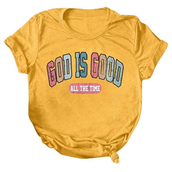 Womens Blouses Tops Printing Short Sleeves Crew Neck Loose T Womens Athletic Tops,Yellow,S