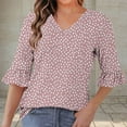 thumbnail image 1 of Womens Blouses V Neck Half Sleeve Floral Tops Summer Fashion Boho Tunic Shirts Loose Fit Dressy Casual T Shirts Vacation Beach Tee Shirts Customer Service Telephone Number for Cancel Order, 1 of 6